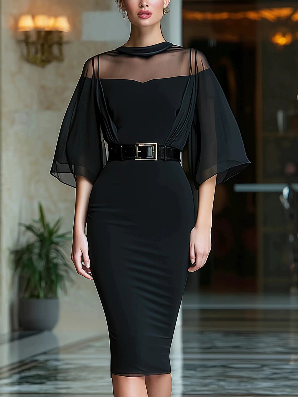 ZARA French Vintage Relaxed Collar Slim Casual Dress